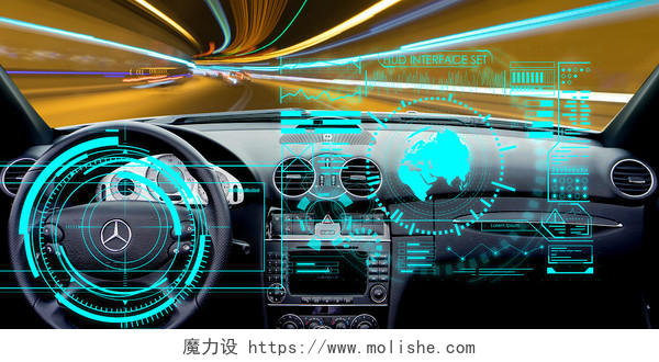 蓝色青色科技感智能汽车跑车赛车高速互联展板背景汽车背景
